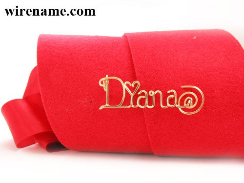 Gold wire pin Heart-dot Personalized wire name pin